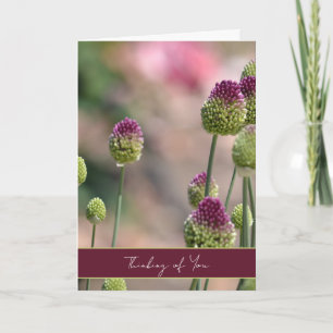 Purple Green Clover Flowers Thinking of You Card
