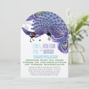 Purple Green Copper Blue Peacock Feather Invitation