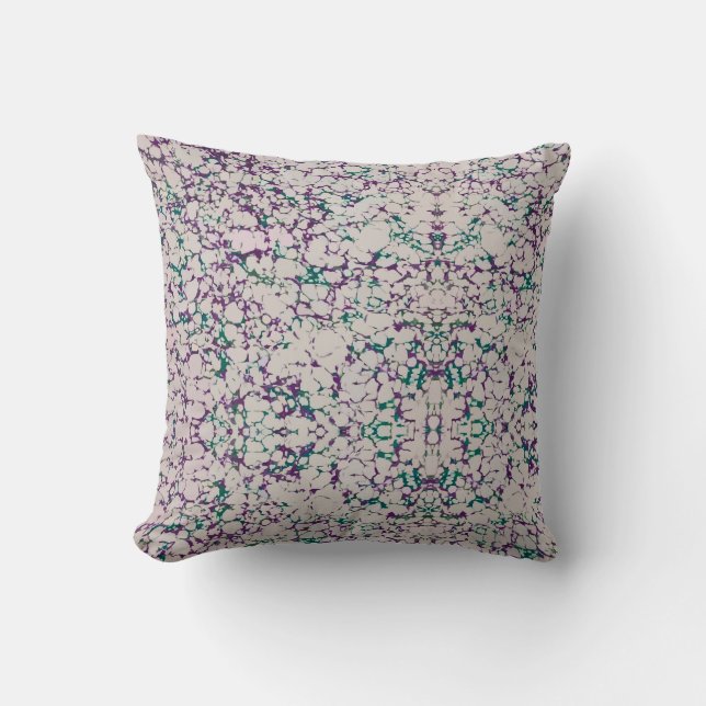 Purple & Green Crackled Paint Abstract Design Cushion (Front)