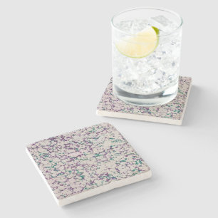 Purple & Green Crackled Paint Abstract Design Stone Coaster