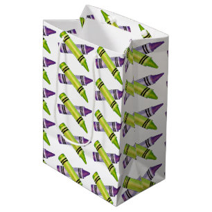 Purple Green Crayon Art Supplies Teacher Artist Medium Gift Bag
