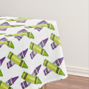 Purple Green Crayon Art Supplies Teacher Artist Tablecloth