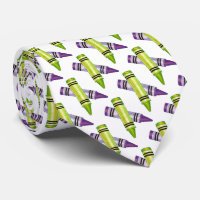 Purple/Green Crayons Artist Art Teacher Crayon Tie
