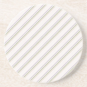Purple Green Cream Stripes Coaster