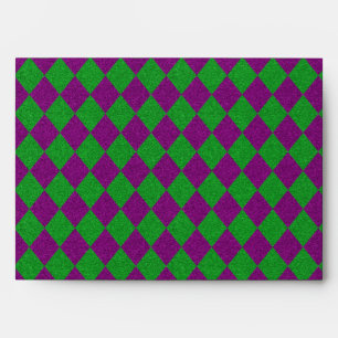 Purple & Green Diamond Glitter Envelope