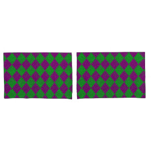 Purple & Green Diamond Glitter Pillowcase