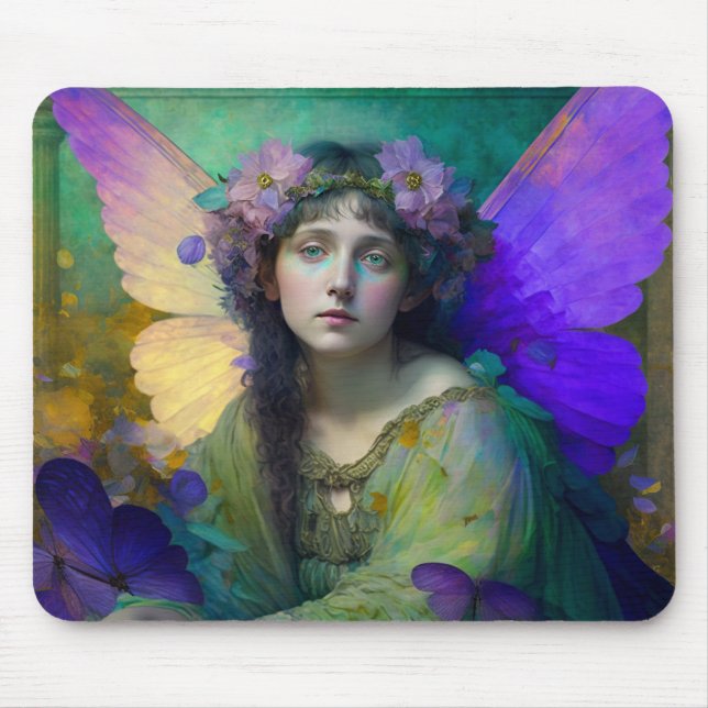 Purple Green Fairy Fantasy Art Mouse Pad (Front)
