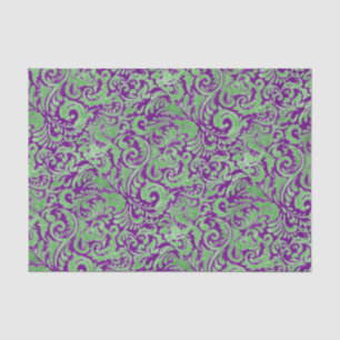 Purple Green Floral Batik Tissue Paper