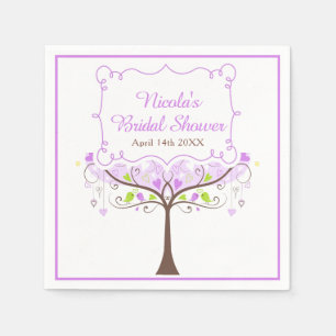 Purple & Green Floral Bird Bridal Shower Napkin