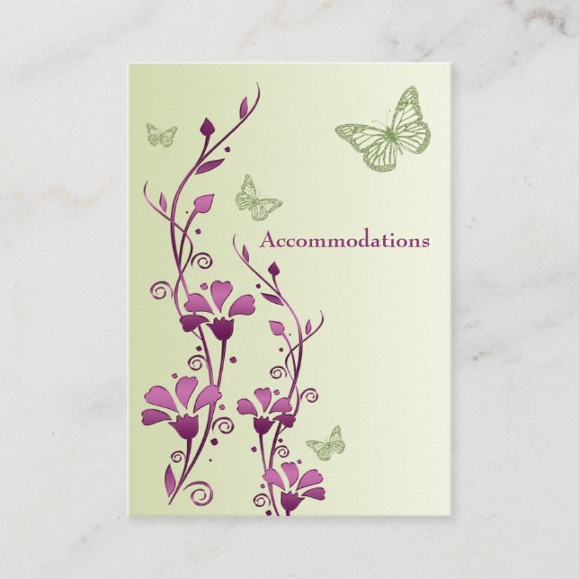 Purple, Green Floral Butterflies Enclosure Card (Front)