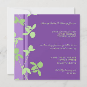 Purple Green Floral Engagement Party Invitations