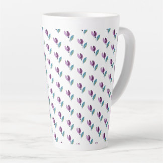 Purple Green Floral Watercolor Hand-painted Latte Mug