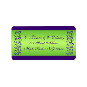 Purple, Green Floral Wedding Address Label 2