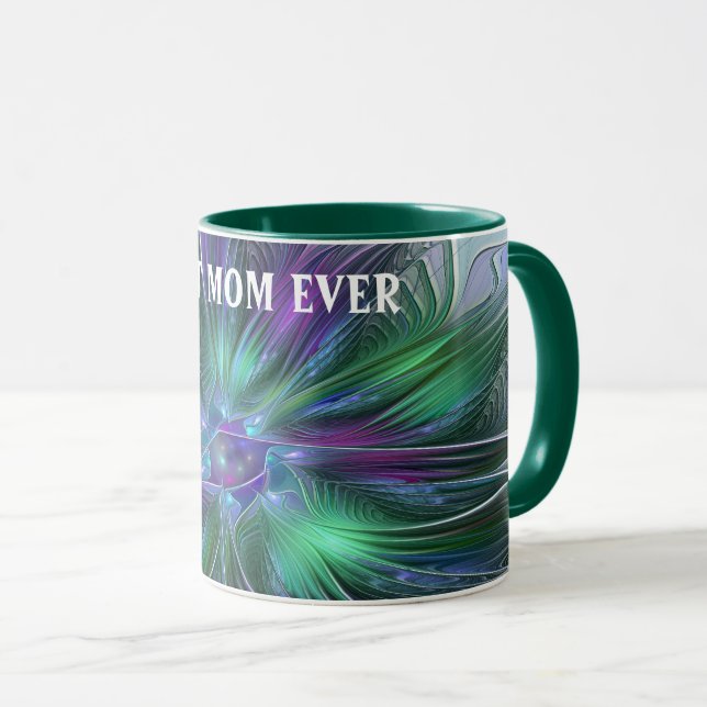 Purple Green Flower Abstract Art Fractal Best Mum Mug (Front Right)