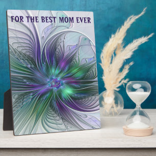 Purple Green Flower Abstract Art Fractal Best Mum Plaque