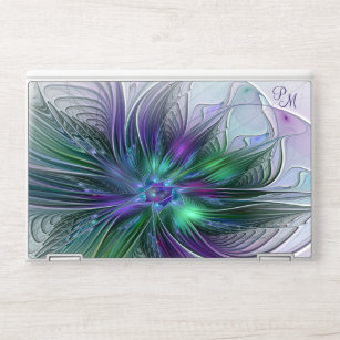 Purple Green Flower Abstract Art Fractal Initials HP Laptop Skin
