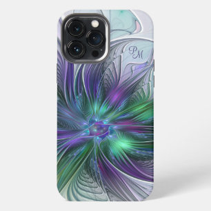 Purple Green Flower Abstract Fractal Art Initials iPhone 13 Pro Max Case