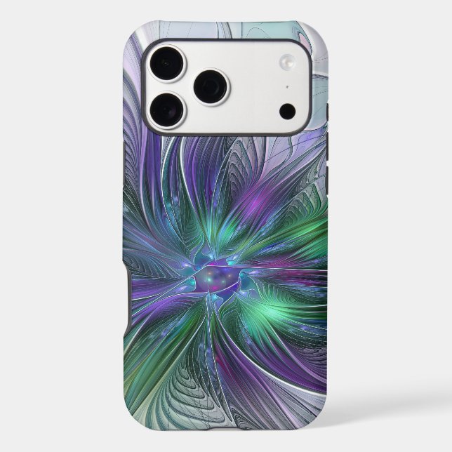 Purple Green Flower Modern Abstract Art Fractal (Back)