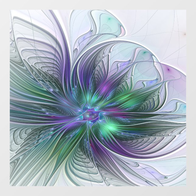 Purple Green Flower Modern Abstract Art Fractal (Sheet)