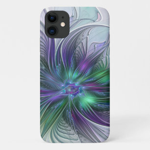 Purple Green Flower Modern Abstract Art Fractal iPhone 11 Case