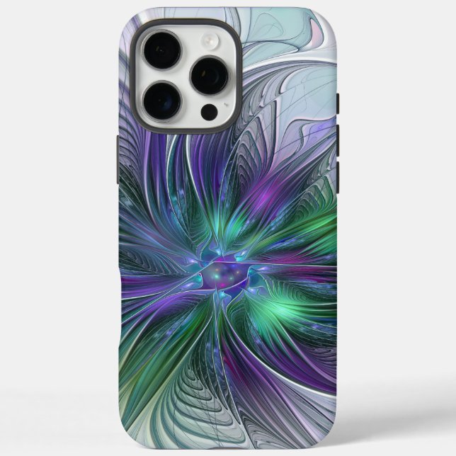 Purple Green Flower Modern Abstract Art Fractal Case-Mate iPhone Case (Back)