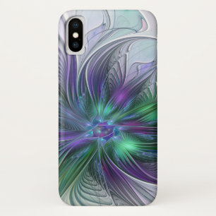 Purple Green Flower Modern Abstract Art Fractal iPhone X Case