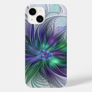 Purple Green Flower Modern Abstract Art Fractal Case-Mate iPhone 14 Case