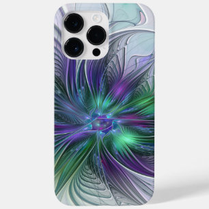 Purple Green Flower Modern Abstract Art Fractal Case-Mate iPhone 14 Pro Max Case