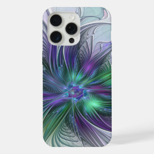 Purple Green Flower Modern Abstract Art Fractal iPhone 15 Pro Max Case