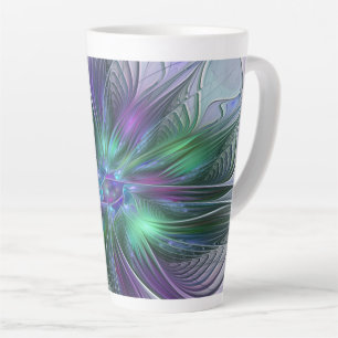 Purple Green Flower Modern Abstract Art Fractal Latte Mug
