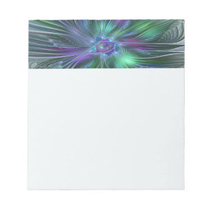 Purple Green Flower Modern Abstract Art Fractal Notepad