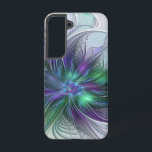 Purple Green Flower Modern Abstract Art Fractal Samsung Galaxy Case<br><div class="desc">A magical fantasy flower for you.
Unique design for your Samsung Galaxy S22 case and more.</div>