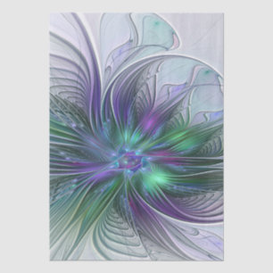 Purple Green Flower Modern Abstract Art Fractal Tissue Paper