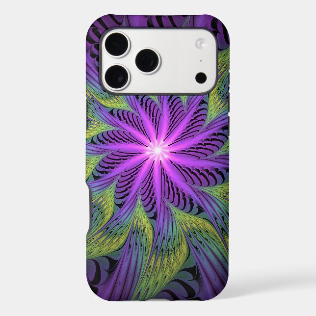 Purple Green Flower Modern Abstract Fractal Art (Back)