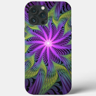 Purple Green Flower Modern Abstract Fractal Art iPhone 13 Pro Max Case