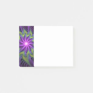 Purple Green Flower Modern Abstract Fractal Art Post-it Notes
