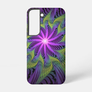 Purple Green Flower Modern Abstract Fractal Art Samsung Galaxy Case
