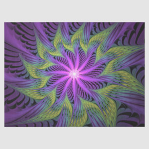 Purple Green Flower Modern Abstract Fractal Art Tissue Paper