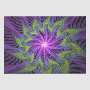 Purple Green Flower Modern Abstract Fractal Art Tissue Paper