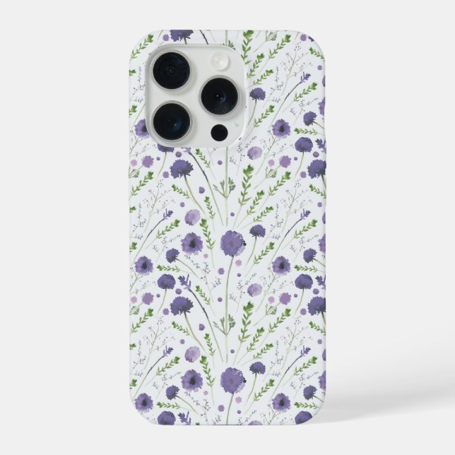 Purple Green Flower Pattern iPhone Case (Back)