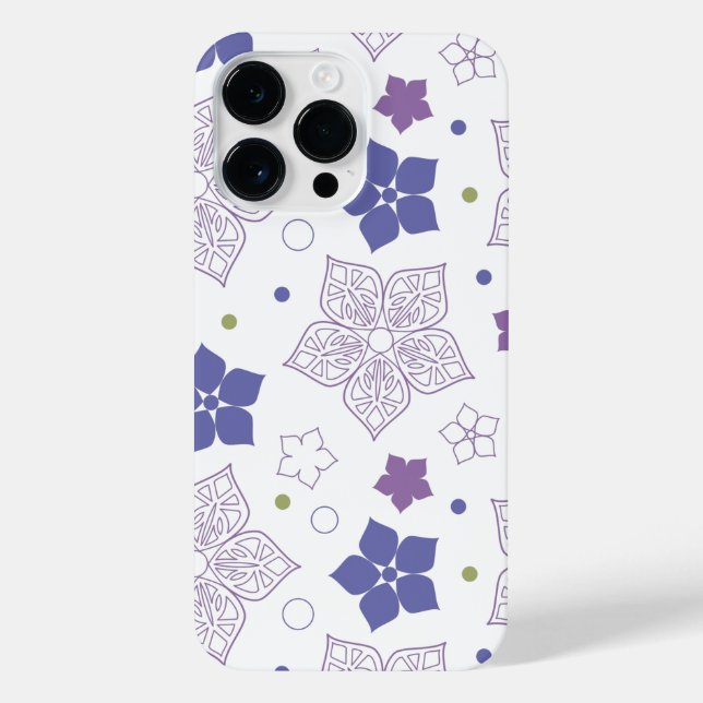 Purple & Green flower pattern iPhone Case (Back)