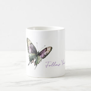 Purple Green Follow Joy Butterfly Coffee Mug