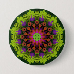 Purple Green : Geometric Mandala Art 7.5 Cm Round Badge