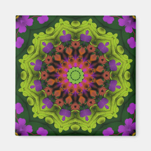 Purple Green : Geometric Mandala Art Magnet