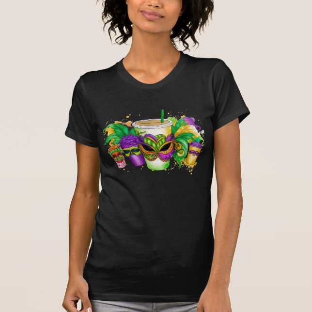 PURPLE GREEN GOLD MARDI GRAS BEVERAGES T-Shirt (Front)