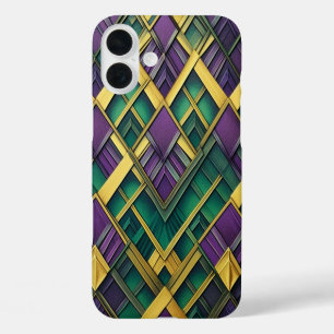 PURPLE GREEN GOLD MARDI GRAS COLORS iPhone 16 PLUS CASE