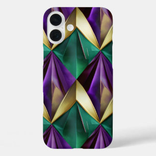PURPLE GREEN GOLD MARDI GRAS COLORS iPhone 16 PLUS CASE