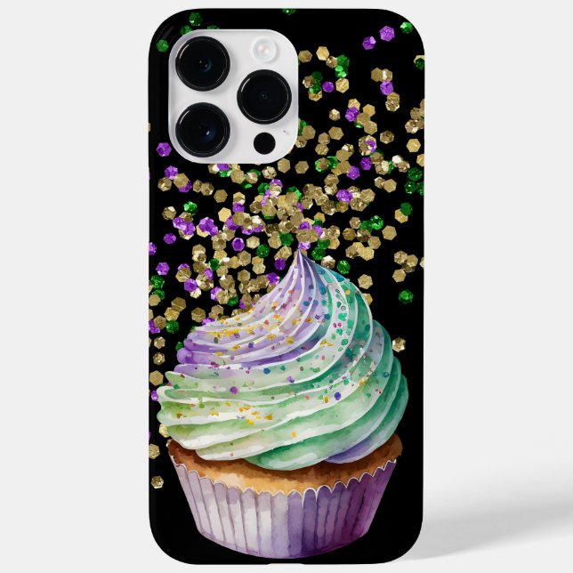 PURPLE GREEN GOLD MARDI GRAS CUPCAKE Case-Mate iPhone CASE (Back)