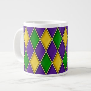 Purple Green Gold Mardi Gras Harlequin Pattern Mug