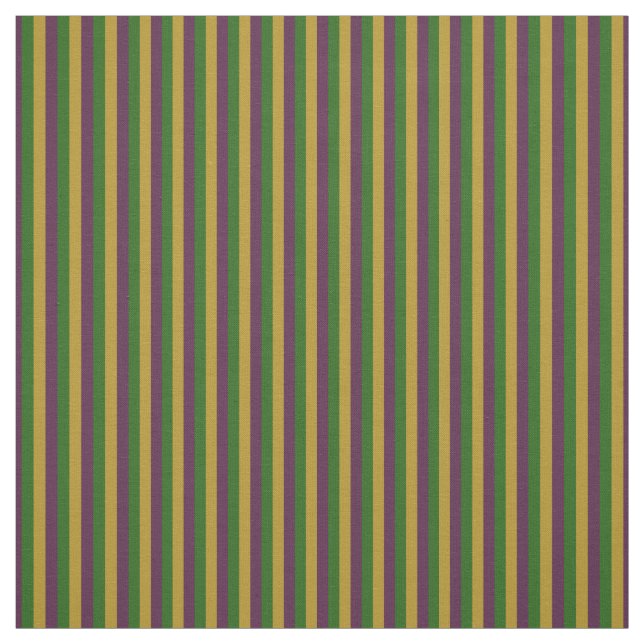 Purple, Green & Gold Mardi Gras Striped Fabric (Swatch)